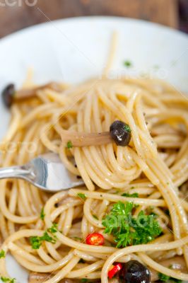 Italian pasta and mushroom sauce 