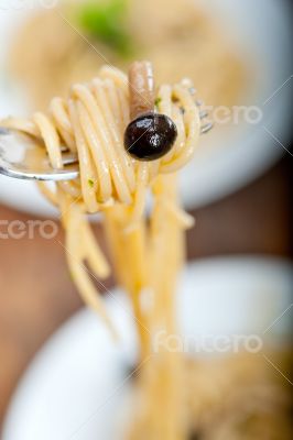 Italian pasta and mushroom sauce 