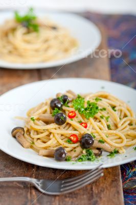 Italian pasta and mushroom sauce 