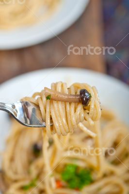 Italian pasta and mushroom sauce 