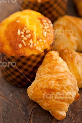 fresh baked muffin and croissant mignon