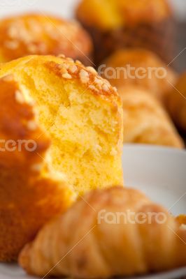 fresh baked muffin and croissant mignon