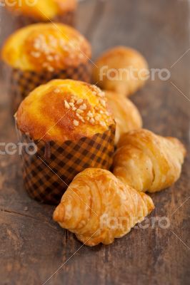 fresh baked muffin and croissant mignon