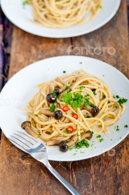 Italian pasta and mushroom sauce 