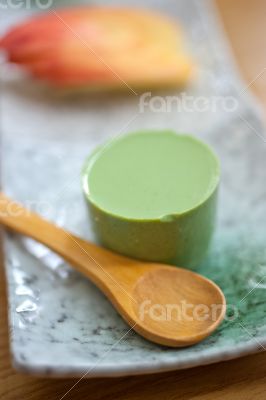 Japanese style green tea pudding