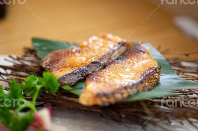 Japanese style teppanyaki roasted cod fish 