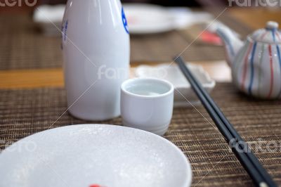 Japanese style table set and sake