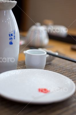 Japanese style table set and sake