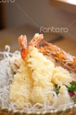 Japanese style tempura shrimps 