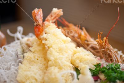 Japanese style tempura shrimps 