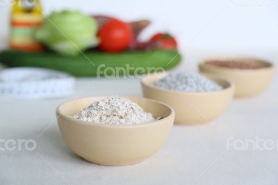 Oat cereal in the clay salad dish