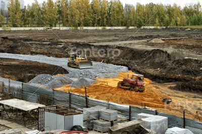 Laying the road.