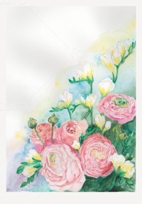 Ranunculus and Freesia painting