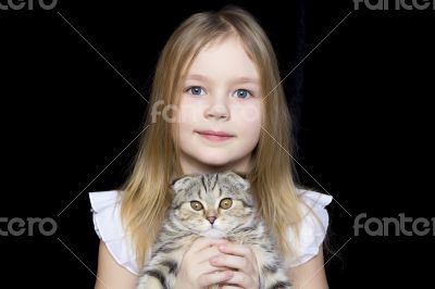 Girl with grey kitty
