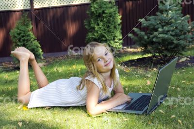 Cute girl with laptop
