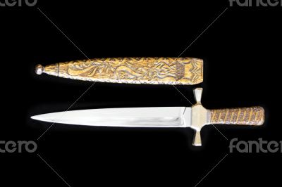 Cold weapon on black background