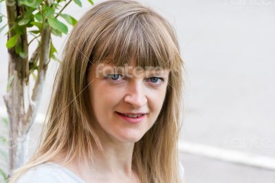 Blond woman with long hair