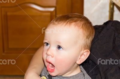 Cute yawning baby 1 year