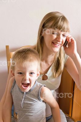 Talking mother and angry son