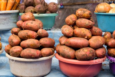 Two pails of potatoes