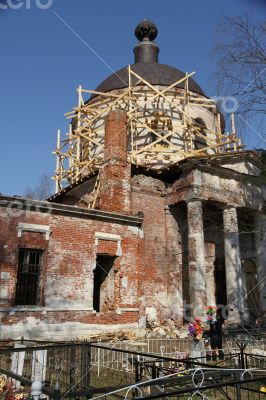 The old abandoned ruined church in the village.