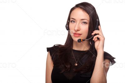 Call center support woman with headset