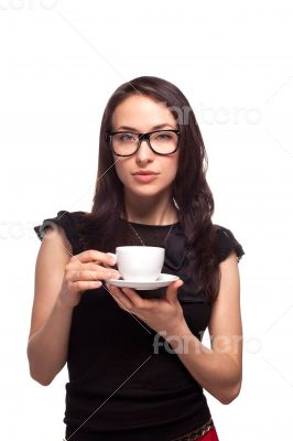 Woman secretary with coffee mug