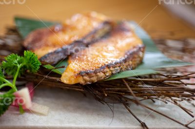Japanese style teppanyaki roasted cod fish 