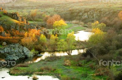 Sunset on the river Mertvovod