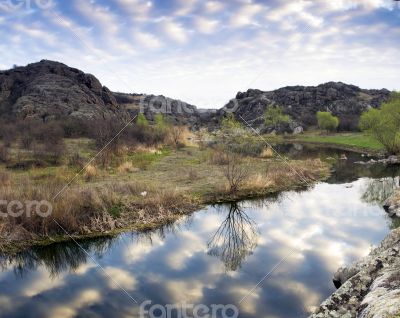 Sunrise on the river Mertvovod 