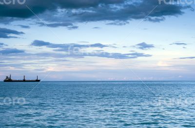 Sea at sunrise in Gursuf with boat