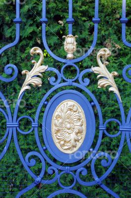 Forged gates with leaves and gilding