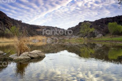Sunrise on the river Mertvovod 