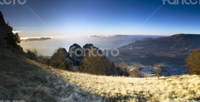 clouds on the mountain. Crimea, Ukraine