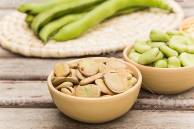 Dried beans in the clay dish
