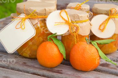 Homemade tangerine marmalade in the glass