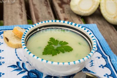 Fennel cream soup in the plate