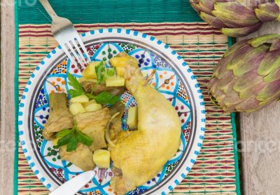 Stewed artichokes with chicken