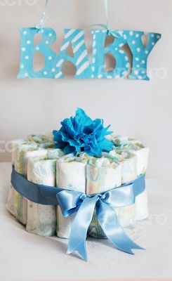 Diaper cake for a baby shower