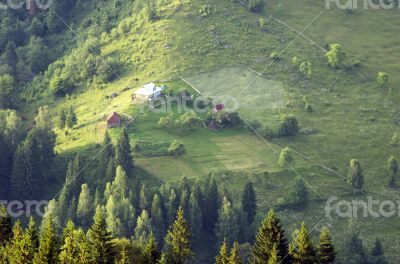 evening mountain plateau landscape (Carpathian, Ukraine) 