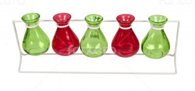 Line of Colored Beakers on a Stand