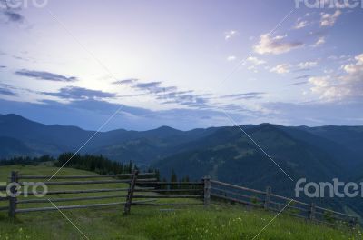 evening mountain plateau landscape (Carpathian, Ukraine) 