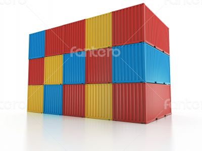 metal freight shipping containers wall on white background