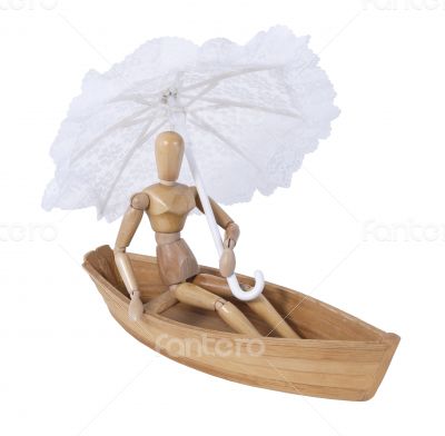 Sitting in a Boat with an Umbrella