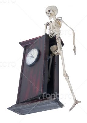 Skeleton Emerge from Clock of Time