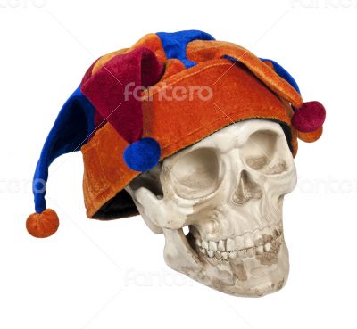 Skull Wearing Joker Cap