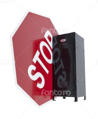 Stop Sign Next to a Locker
