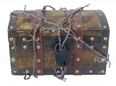 Traveling Trunk with Barbed Wire and Padlock