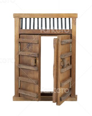 Wooden Castle Door with Wooden Bar UnLocked