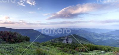 evening mountain plateau landscape (Carpathian, Ukraine) 